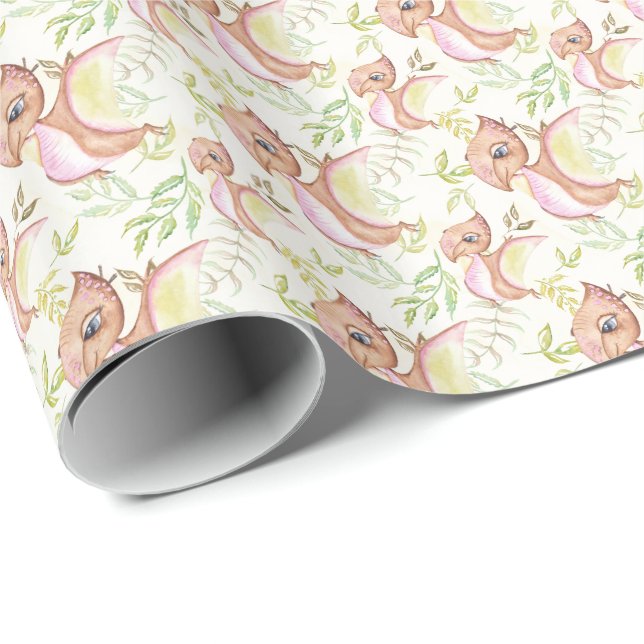 *~* Cute Sweet Whimsical Flied Dragon Dinosaurs Presentpapper (Rullad Hörn)