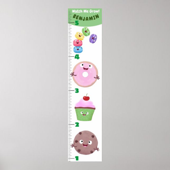 Cute sweets behandlar tecknadens tillväxtdiagram poster (Framsidan)