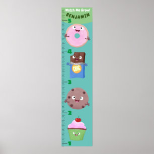 Cute sweets behandlar tecknadens tillväxtdiagram poster