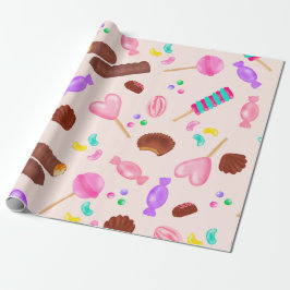 Cute sweets candy illustration barns födelsedag pa presentpapper