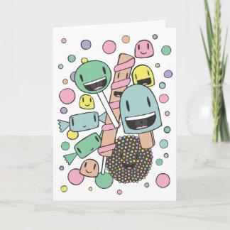 Cute Sweets Lollies Pastel Illustration Hälsning Kort
