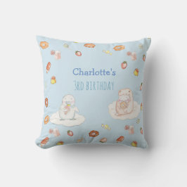 Cute Sweets Mönster Pastel Blue Barns födelsedag Kudde