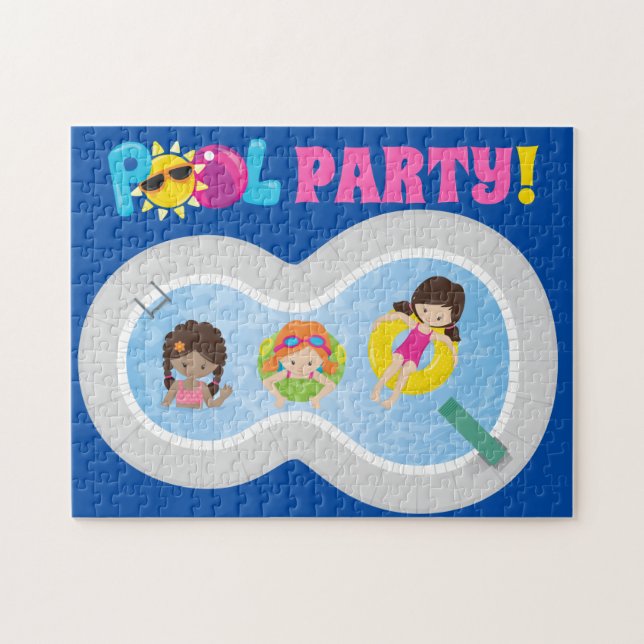 Cute Swimming Bassäng Party Girls Pussel (Horisontell)