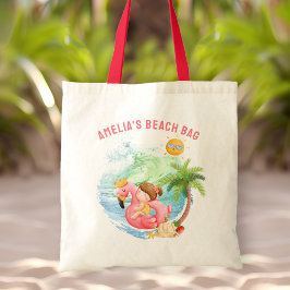 Cute Swimming Beach Namn Girl Tygkasse