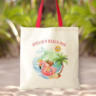 Cute Swimming Beach Namn Girl Tygkasse