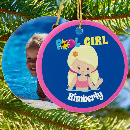 Cute Swimming Blonde Girl Anpassningsbar Kids Bass Julgransprydnad Keramik