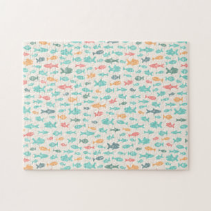Cute Swimming Fish Nautical Sea (SVD) Mönster Pussel