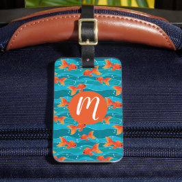 Cute Swimming Goldfish & Vatten Mönster Bagagebricka