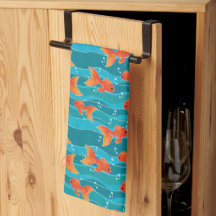 Cute Swimming Goldfish & Vatten Mönster