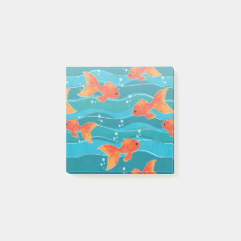 Cute Swimming Goldfish & Vatten Mönster Post-it Block