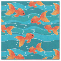 Cute Swimming Goldfish & Vatten Mönster