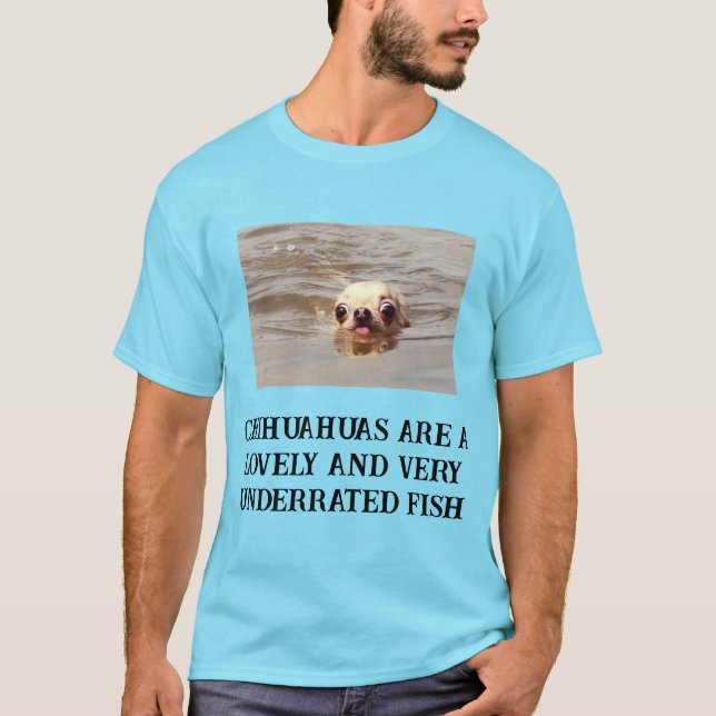 Cute Swimming Hund T-Shirt (Framsida)