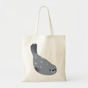 Cute Swimming Tecknad Harbour Seal Bag Tygkasse