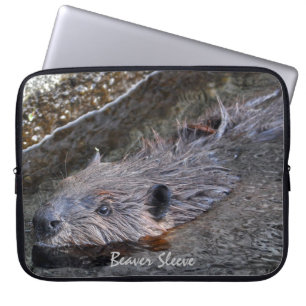 Cute Swimming Vild Beaver Wildlife Photo Laptop Sleeve