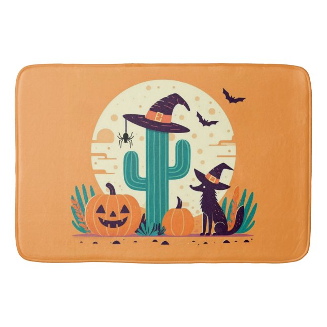 Cute, sydvästra Halloween-öken/kaktus Badrumsmatta (Framsidan)