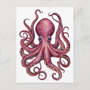 Cute Sylt Rosa Octopus Vykort