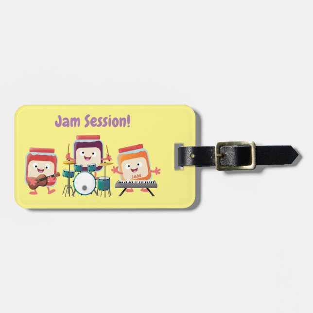 Cute sylt-sessionsmusiker tecknad humor bagagebricka (Horisontell Framsida)