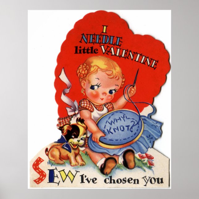 Cute syningsretro vintage Valentine poster (Framsidan)