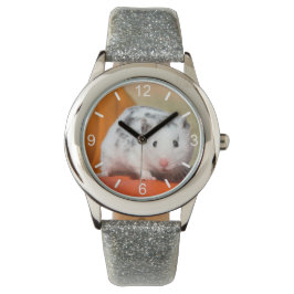 Cute Syrian Hamster White Black-pekplatta Armbandsur