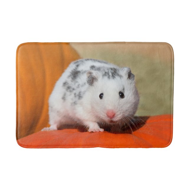 Cute Syrian Hamster White Black Pet Badrumsmatta (Framsidan)