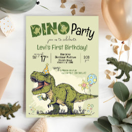 Cute T-Rex Dinosaur, första födelsedagen Dino Part Inbjudningar