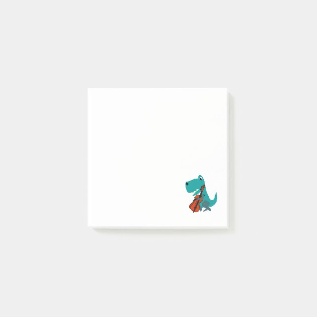 Cute T-rex Dinosaur Playing Cello Music Post-it Block (Framsida)