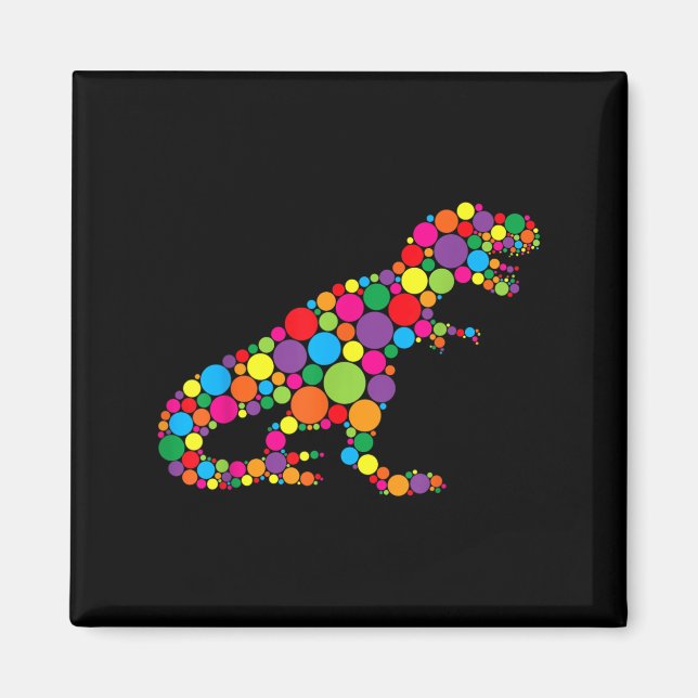 Cute T Rex Dinosaur Polka Dot Art Student Dot Day Magnet (Framsidan)