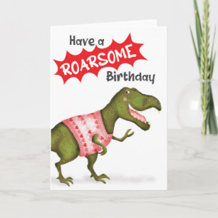 Cute T.rex dinosaur 'Roarsome-födelsedagsbevis'-ko Kort