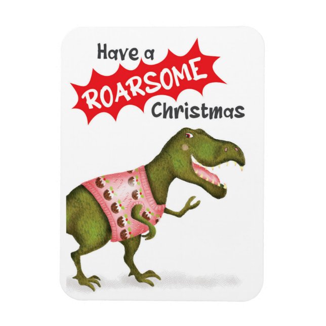 Cute T.rex dinosaur "Roarsome jul"-magnet Magnet (Vertikal)