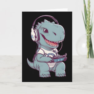Cute T. Rex-dinosaurier spelar spel för spel i vid Kort