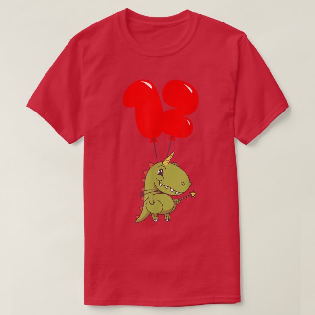 Cute T-Rex Fairy - 12:e Birthday - Kids Balloon Pa T Shirt (Design framsida)