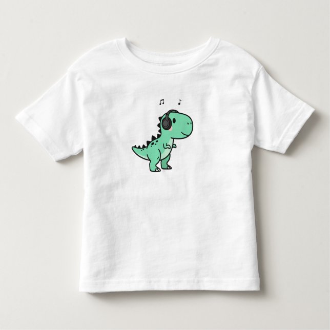 Cute T-Rex Playing Music for Kids🎵 T Shirt (Framsida)