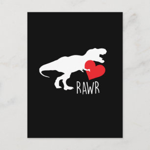 Cute T-Rex Rawr Heart Valentine Day Vykort