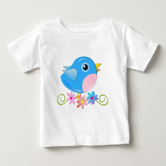 Cute t-shirt med Blue Baby Bird (Framsida)