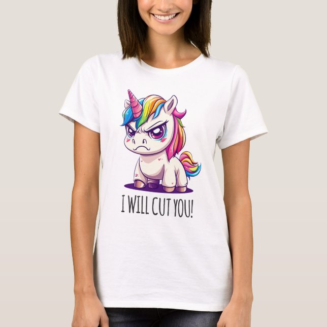 Cute T-shirt med ondskefull Unicorn-design (Framsida)