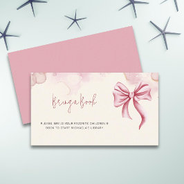Cute-ta med en Bok Rosa Bow Baby Shower Tilläggskort