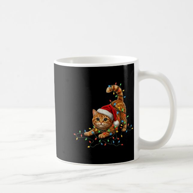 Cute Tabby Cat Christmas Funny Lights Xmas Cat In  Kaffemugg (Höger)