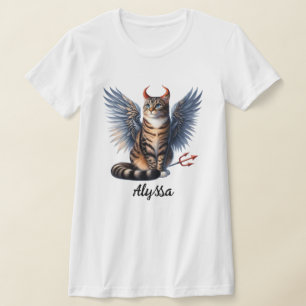 Cute Tabby Demon och Angel Cat T Shirt