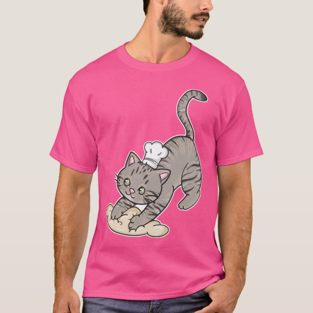 Cute Tabby katt Baker - Skapar biscuiter T Shirt (Framsida)