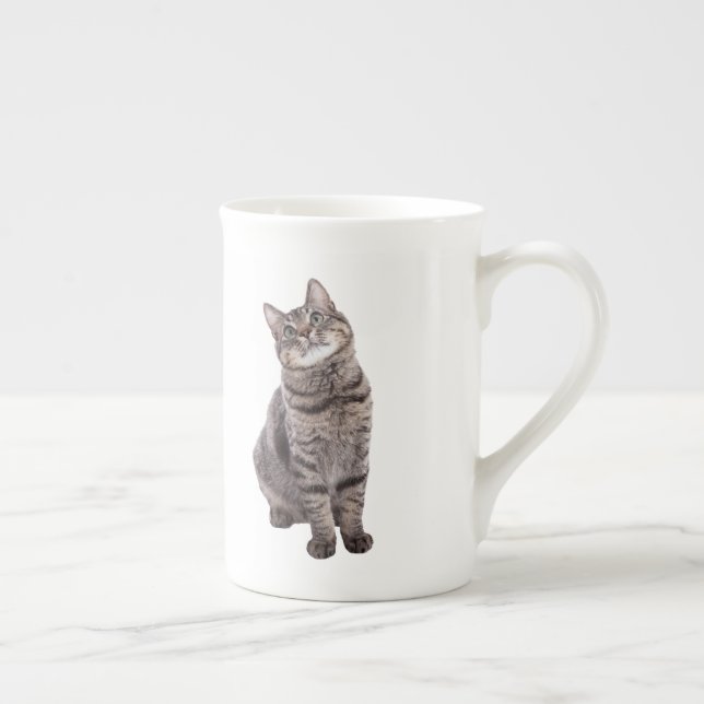 Cute Tabby katt Benporslin Mugg (Höger)