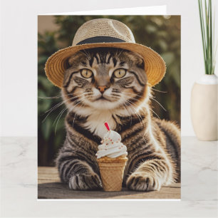 CUTE TABBY KATT BIRTHDAY GREETING CARD TACK KORT