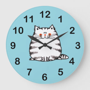 Cute Tabby katt - Kawaii kattunge för kattälskare Stor Klocka