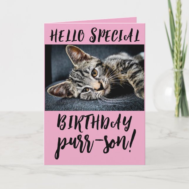 CUTE TABBY KATT KITTEN BIRTHDAY GREETY CARDS KORT (Framsida)