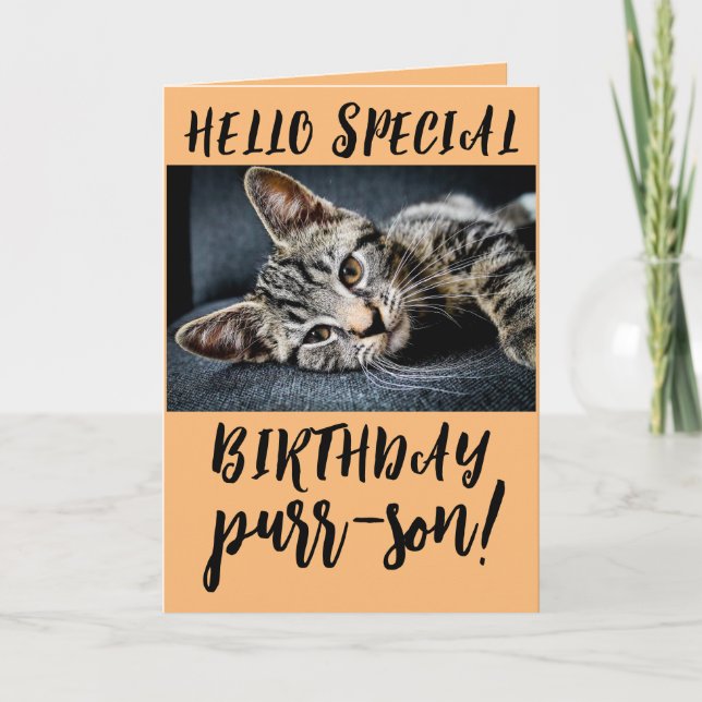 CUTE TABBY KATT KITTEN BIRTHDAY GREETY CARDS KORT (Framsida)