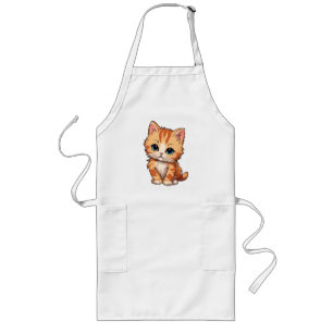 Cute Tabby katt Långt Förkläde
