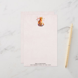 Cute Tabby katt med Hearts Brevpapper