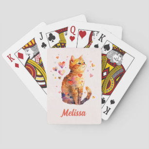 Cute Tabby katt med Hearts Casinokort