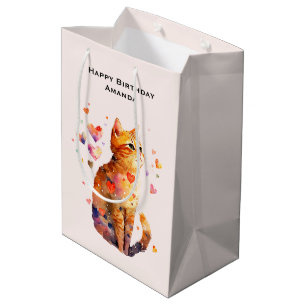 Cute Tabby katt med Hearts födelsedag