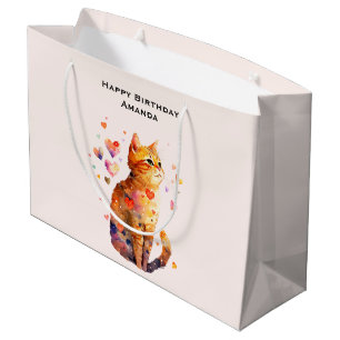 Cute Tabby katt med Hearts födelsedag