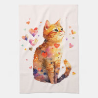 Cute Tabby katt med Hearts